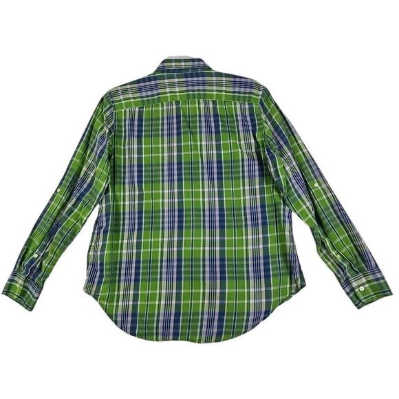 Lauren Ralph Lauren LRL ~Woman Size L Petite~ Green/Blue Plaid Shirt Long Sleeve - Picture 9 of 12
